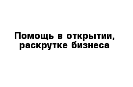 Помощь в открытии, раскрутке бизнеса